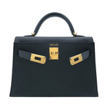 エルメス HERMES ミニケリー W刻 ブラック　GD金具 エプソン レディース ショルダーバッグ
