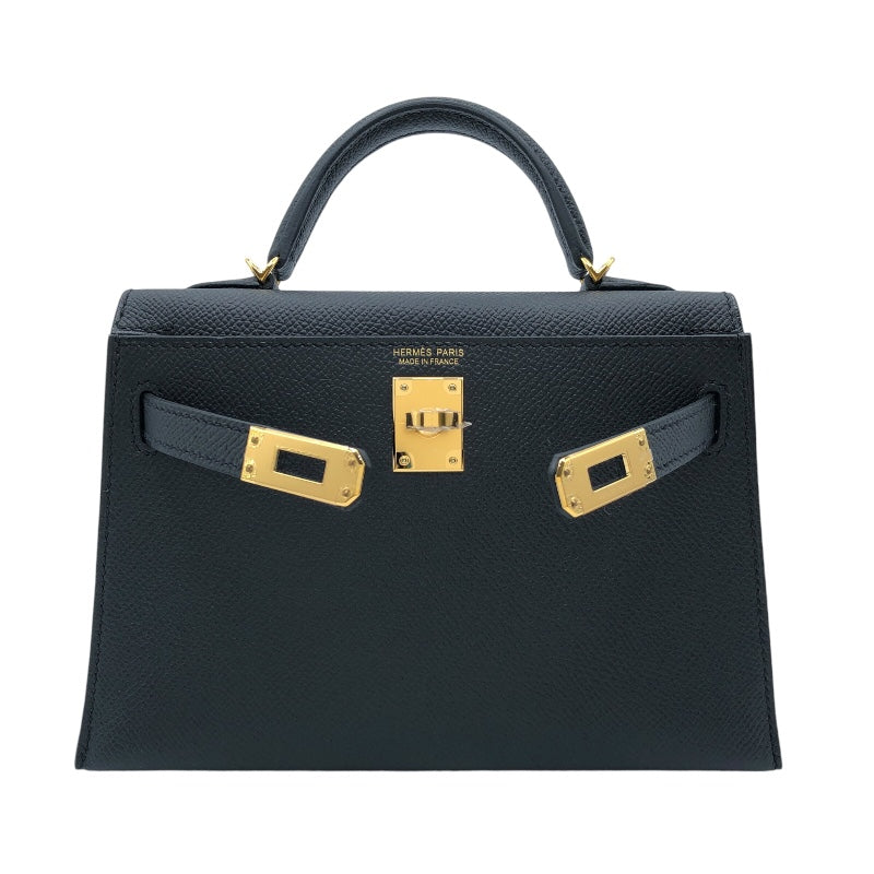 エルメス HERMES ミニケリー W刻 ブラック　GD金具 エプソン レディース ショルダーバッグ
