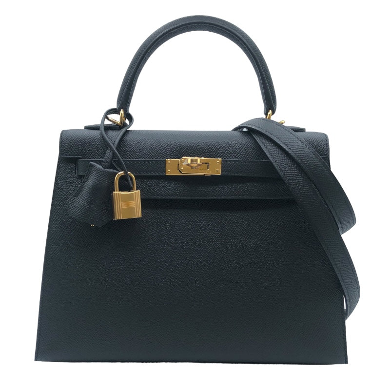 エルメス HERMES ケリー25 外縫い B刻 ブラック ゴールド金具 エプソン レディース ショルダーバッグ