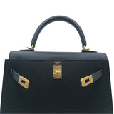 エルメス HERMES ケリー25 外縫い B刻 ブラック ゴールド金具 エプソン レディース ショルダーバッグ