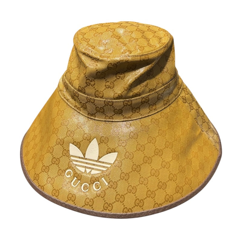 グッチ GUCCI X adidas ワイドブリムバケットハット 703821 イエロー ナイロン レディース その他ファッション雑貨