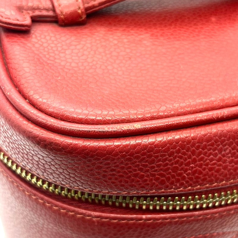 シャネル CHANEL バニティ A01998 レッド ゴールド金具 キャビアスキン レディース ハンドバッグ