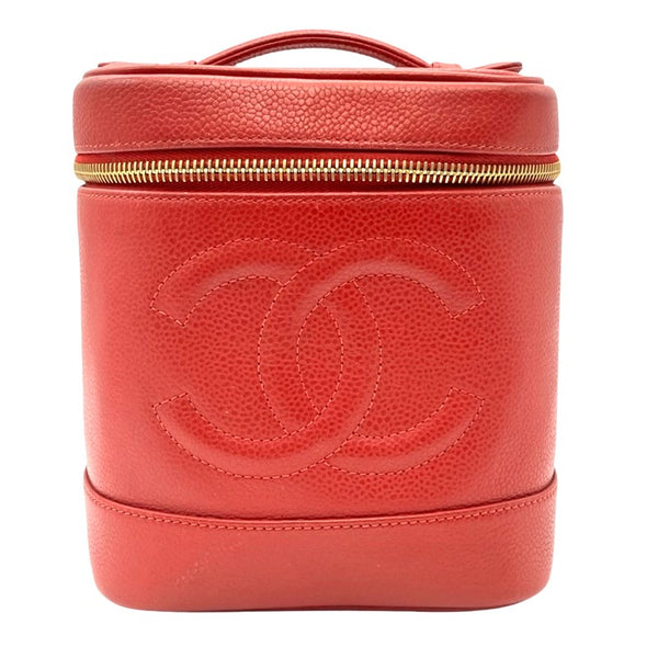 シャネル CHANEL バニティ A01998 レッド ゴールド金具 キャビアスキン レディース ハンドバッグ