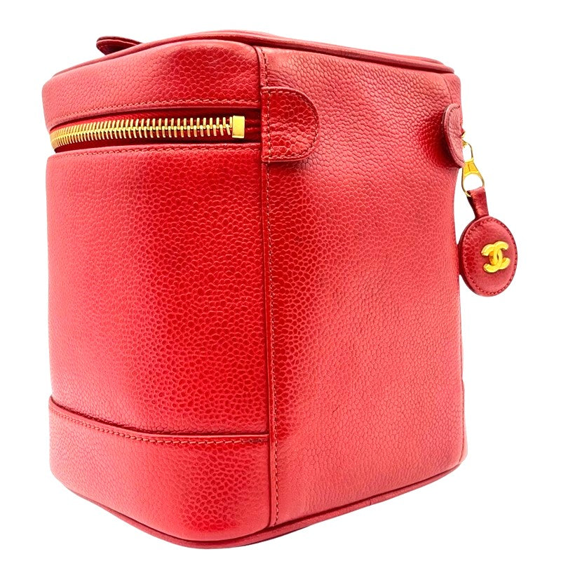 シャネル CHANEL バニティ A01998 レッド ゴールド金具 キャビアスキン レディース ハンドバッグ