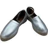 エルメス HERMES エスパドリーユフラットシューズ シルバー レザー レディース その他靴