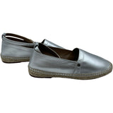 エルメス HERMES エスパドリーユフラットシューズ シルバー レザー レディース その他靴