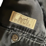 エルメス HERMES グレンチェックダブルブレストウールコート グレー ウール メンズ その他アウター
