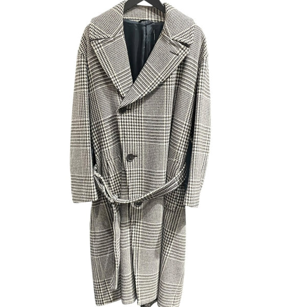 エルメス HERMES グレンチェックダブルブレストウールコート グレー ウール メンズ その他アウター