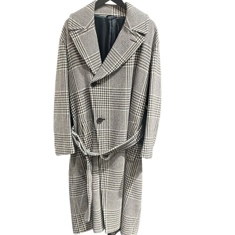 エルメス HERMES グレンチェックダブルブレストウールコート グレー ウール メンズ その他アウター