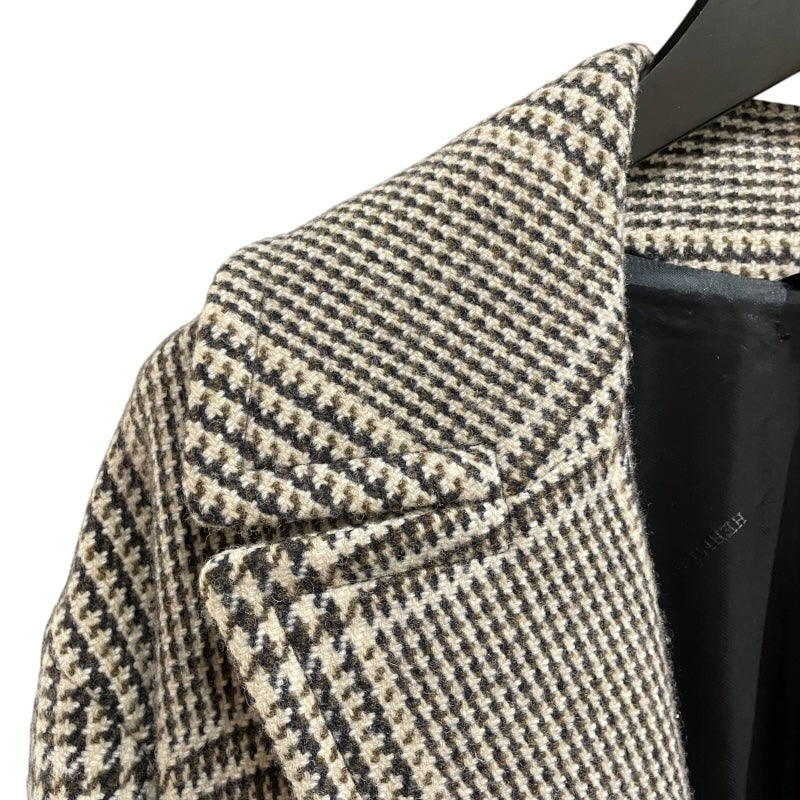 エルメス HERMES グレンチェックダブルブレストウールコート グレー ウール メンズ その他アウター