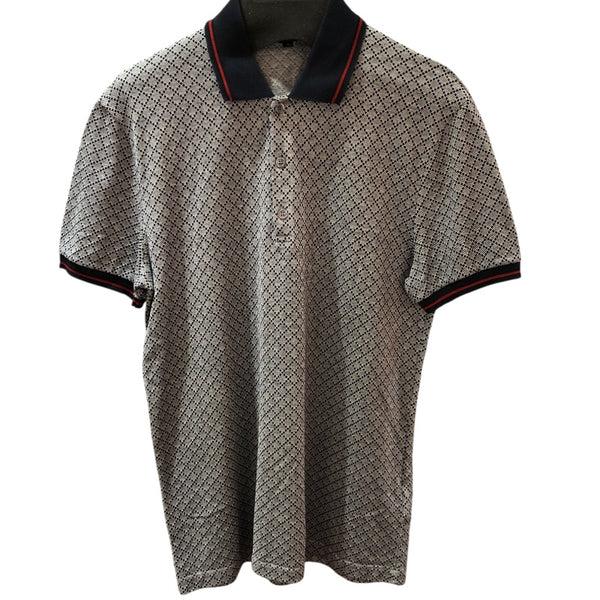 グッチ GUCCI ディアマンテ総柄ポロシャツ 251624 グレー コットン コットン メンズ ポロシャツ