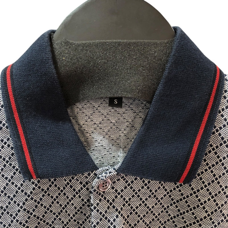 グッチ GUCCI ディアマンテ総柄ポロシャツ 251624 グレー コットン コットン メンズ ポロシャツ