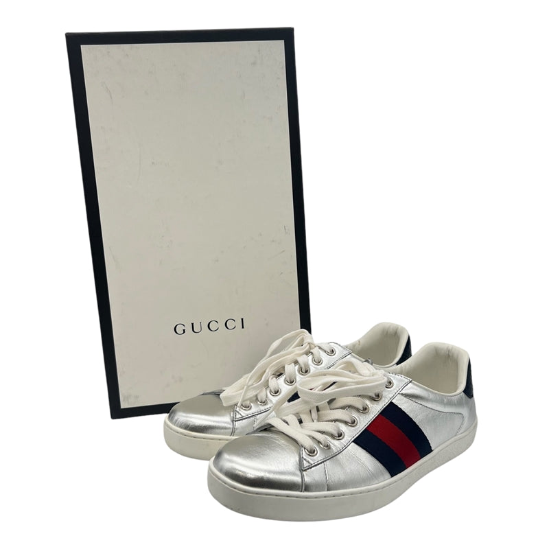 グッチ GUCCI シェリーライン ローカットスニーカー UK6.5(約25.5cm) シルバー ラムスキン メンズ スニーカー