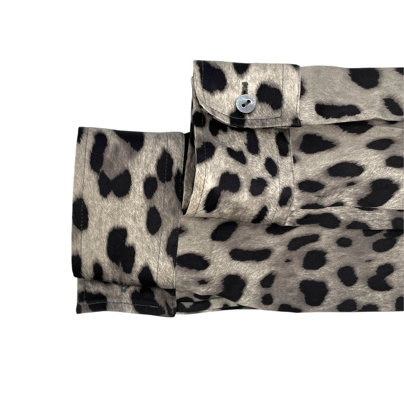 ドルチェ＆ガッバーナ Dolce & Gabbana レオパード総柄ボウタイブラウス F5524T グレー シルク レディース ブラウス