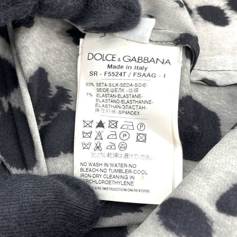 ドルチェ＆ガッバーナ Dolce & Gabbana レオパード総柄ボウタイブラウス F5524T グレー シルク レディース ブラウス