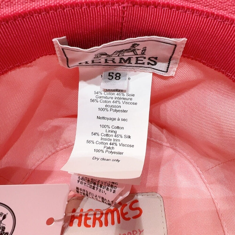 エルメス HERMES カルヴィ・シーシェル　バケットハット ピンク　シルバー金具 コットン レディース その他ファッション雑貨