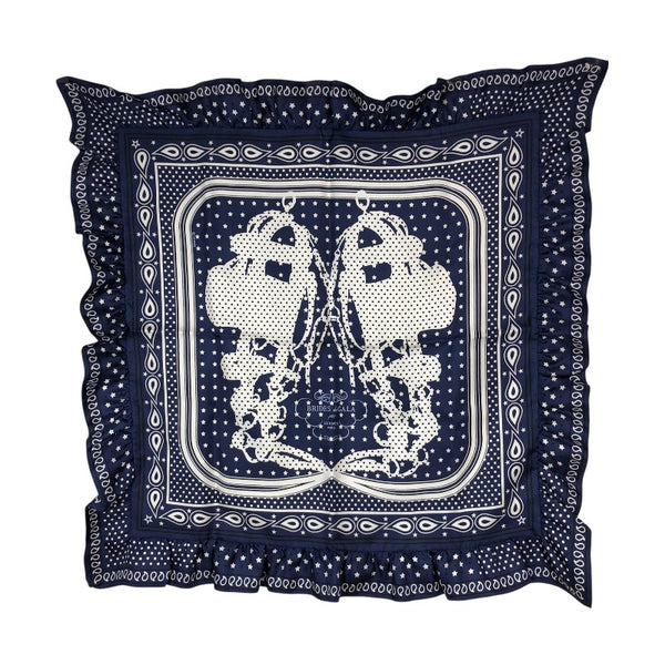 エルメス HERMES カレ70 フリル  BRIDES de GALA BANDANA A POIS ネイビー×ホワイト シルク レディース スカーフ