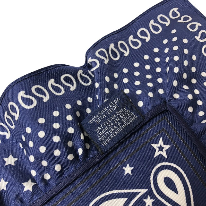 エルメス HERMES カレ70 フリル  BRIDES de GALA BANDANA A POIS ネイビー×ホワイト シルク レディース スカーフ