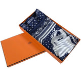 エルメス HERMES カレ70 フリル  BRIDES de GALA BANDANA A POIS ネイビー×ホワイト シルク レディース スカーフ