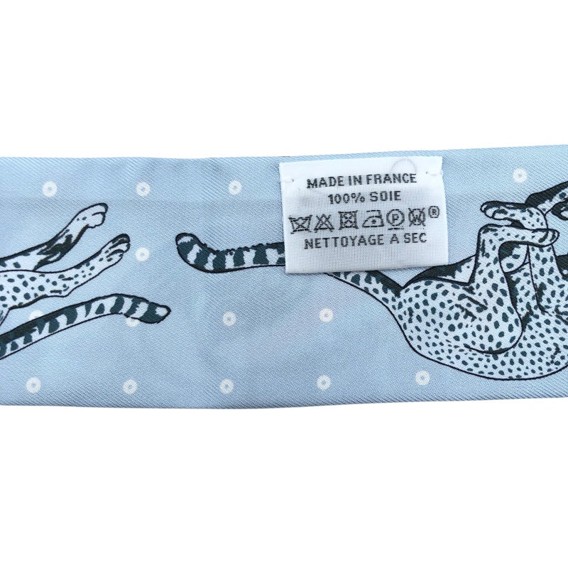 エルメス HERMES ツイリー　GUEPARDS　BANDANA ブルー シルク レディース スカーフ