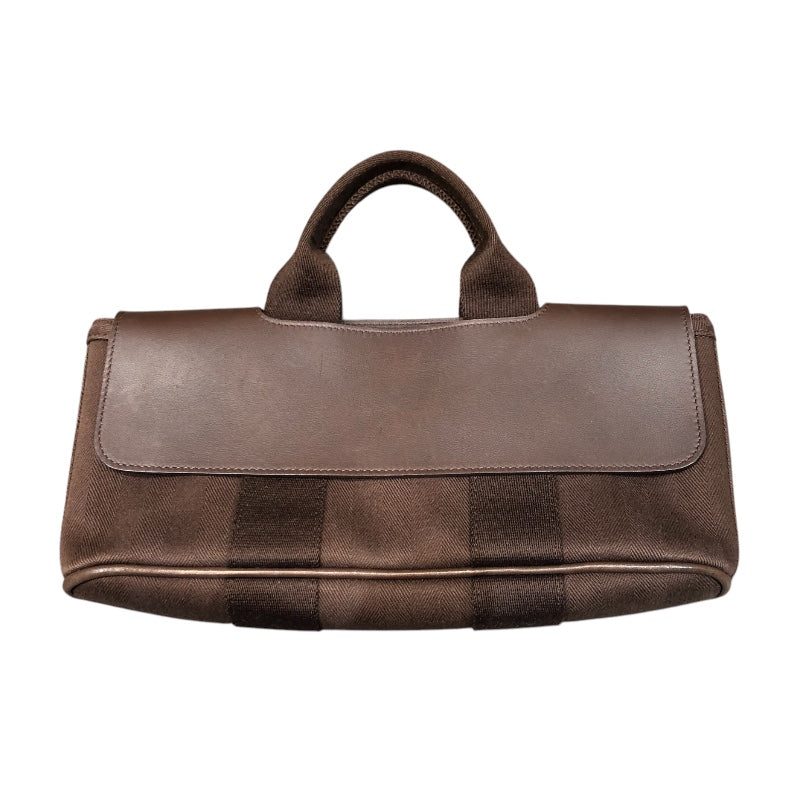 エルメス HERMES ヴァルパライソロングPM ブラウン・シルバー金具 トワル・レザー ユニセックス ハンドバッグ