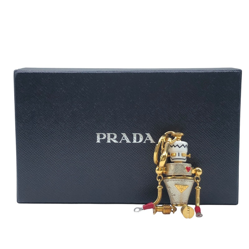 プラダ PRADA ロボットモチーフキーホルダー 1TR095  ゴールド/ホワイト メタル レディース キーホルダー