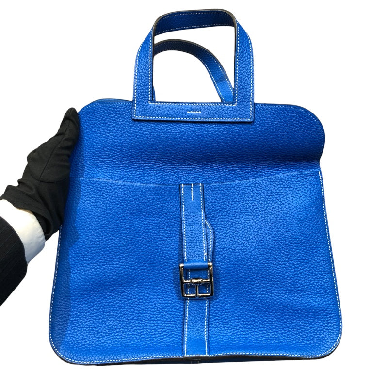 エルメス HERMES アルザン31 X刻 ブルーイドラ　シルバー金具 トリヨン レディース ハンドバッグ
