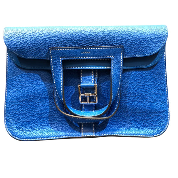 エルメス HERMES アルザン31 X刻 ブルーイドラ　シルバー金具 トリヨン レディース ハンドバッグ