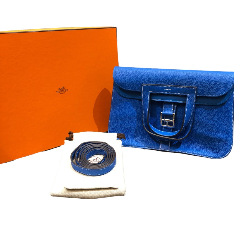 エルメス HERMES アルザン31 X刻 ブルーイドラ　シルバー金具 トリヨン レディース ハンドバッグ