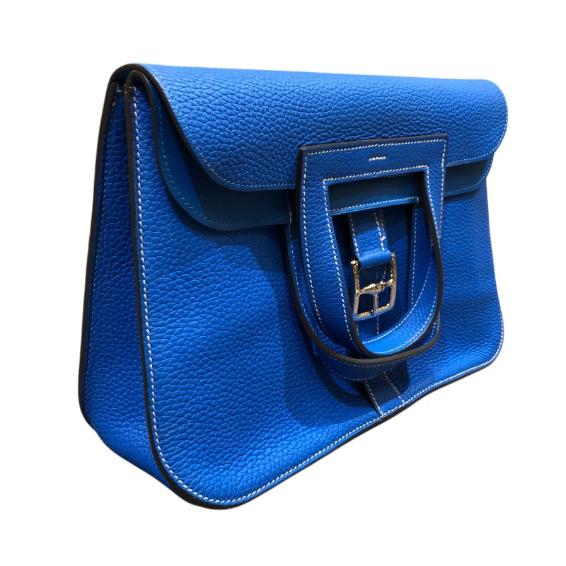 エルメス HERMES アルザン31 X刻 ブルーイドラ　シルバー金具 トリヨン レディース ハンドバッグ