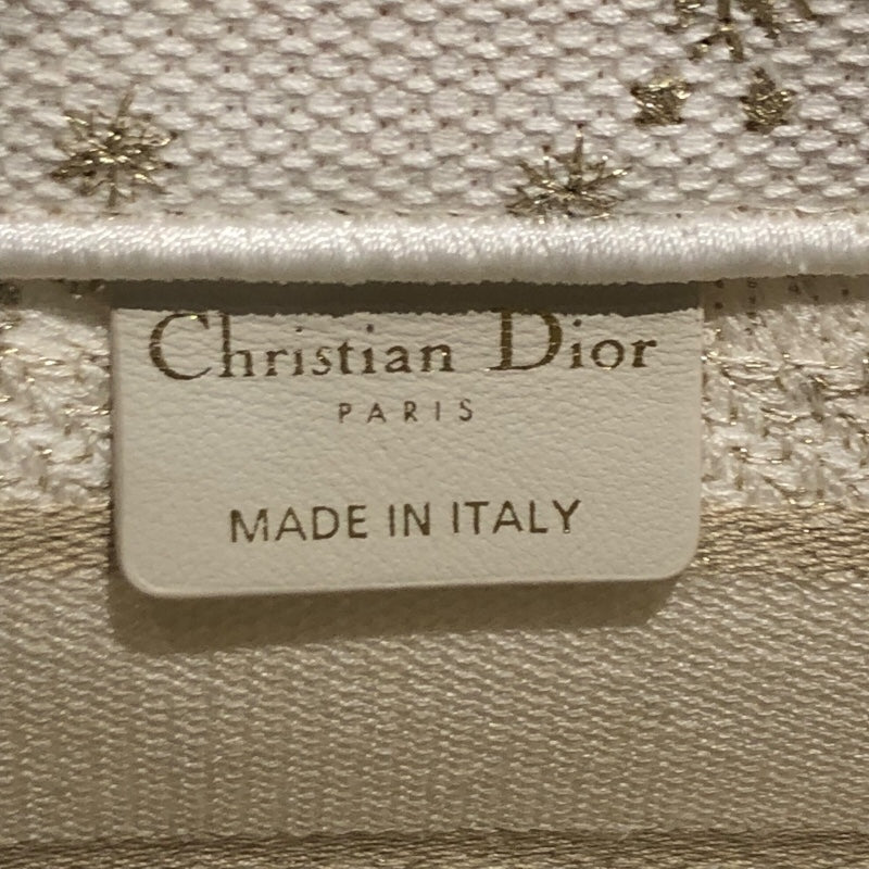 クリスチャン・ディオール Christian Dior ブックトートミニ 50-MA-1203 ホワイト　ゴールド金具  キャンバス蝶柄 レディース トートバッグ