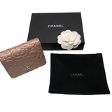 シャネル CHANEL カメリア　コンパクトウォレット AP0710 ピンク サテンフィニッシュゴートスキン・レザー レディース 三つ折り財布