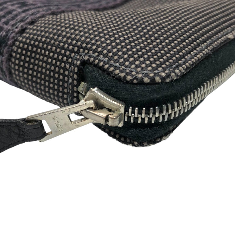 エルメス HERMES エールラインパースPM グレー キャンバス ユニセックス コインケース