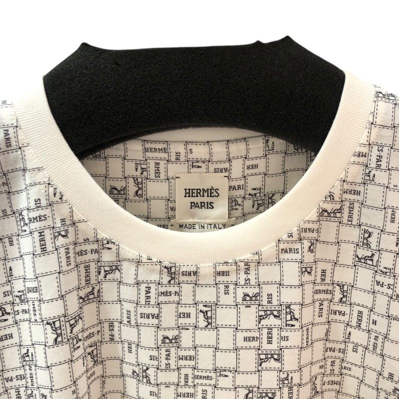 エルメス HERMES ボルデュックチェックマイクロTシャツ 5E4645DK ホワイト コットン レディース 半袖Ｔシャツ