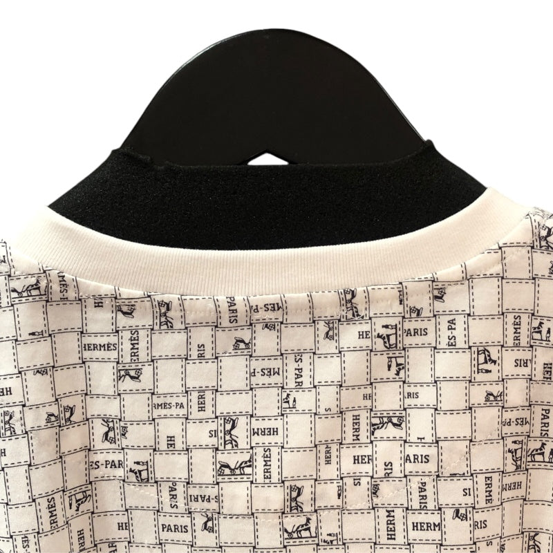 エルメス HERMES ボルデュックチェックマイクロTシャツ 5E4645DK ホワイト コットン レディース 半袖Ｔシャツ