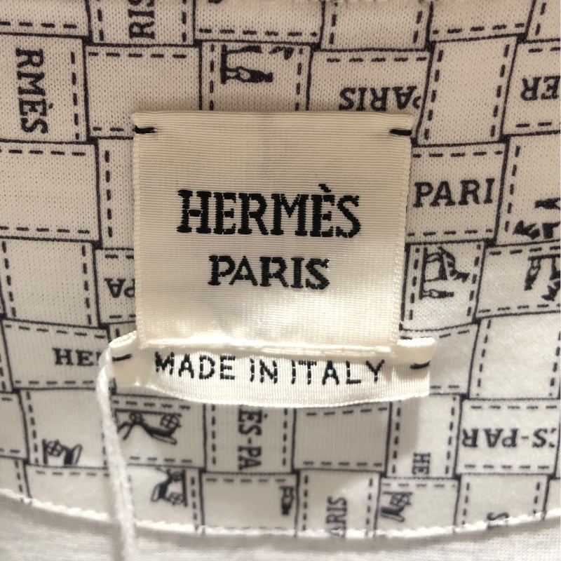 エルメス HERMES ボルデュックチェックマイクロTシャツ 5E4645DK ホワイト コットン レディース 半袖Ｔシャツ