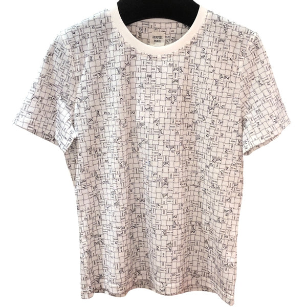 エルメス HERMES ボルデュックチェックマイクロTシャツ 5E4645DK ホワイト コットン レディース 半袖Ｔシャツ