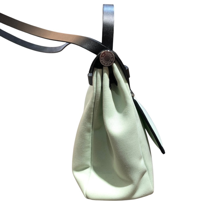 エルメス HERMES エールバッグジップPM W刻 ヴェールペーパーミント/ブラック トワル レディース ショルダーバッグ