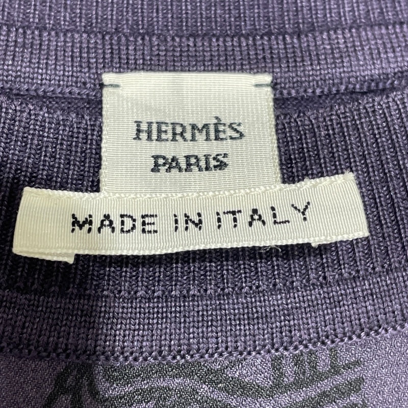 エルメス HERMES ツイルレーヌショートスリーブトップス ４H2825DL PURPLE ウール レディース 半袖Ｔシャツ