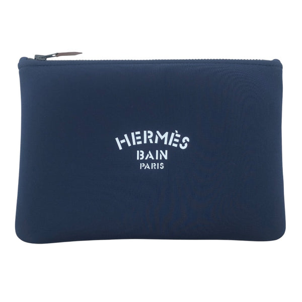 エルメス HERMES ネオバンフラットポーチMM ネイビー　SV金具 ポリアミド レディース ポーチ