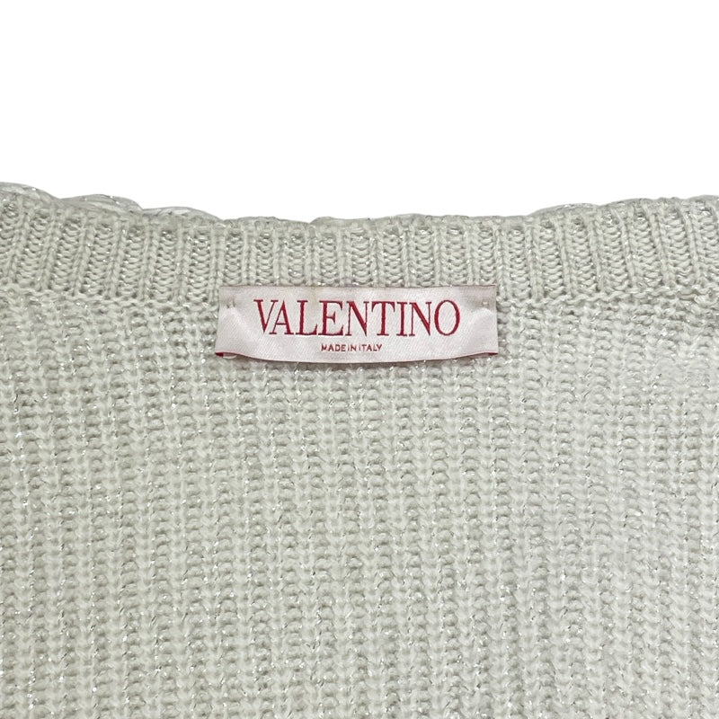 ヴァレンティノ VALENTINO ロックスタッズ総レースニットジャケット XB3KE01A70C クリーム ウール レディース ノーカラージャケット