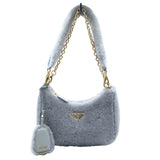 プラダ PRADA Re-Edition ショルダーバッグ 1BC204 グレー　GD金具 ムートン レディース ショルダーバッグ