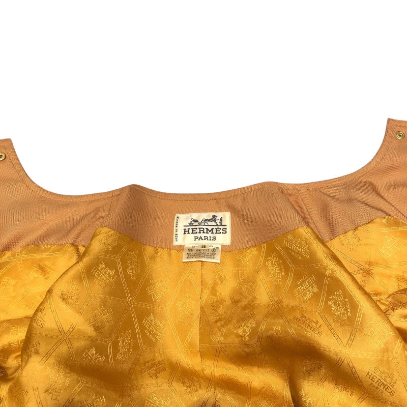 エルメス HERMES セリエボタンノーカラージャケット オレンジ シルク レディース ノーカラージャケット