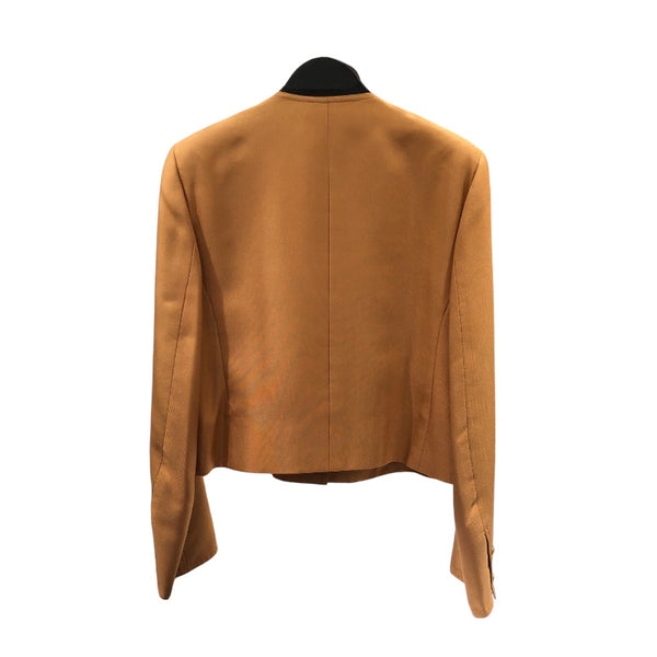 エルメス HERMES セリエボタンノーカラージャケット オレンジ シルク レディース ノーカラージャケット