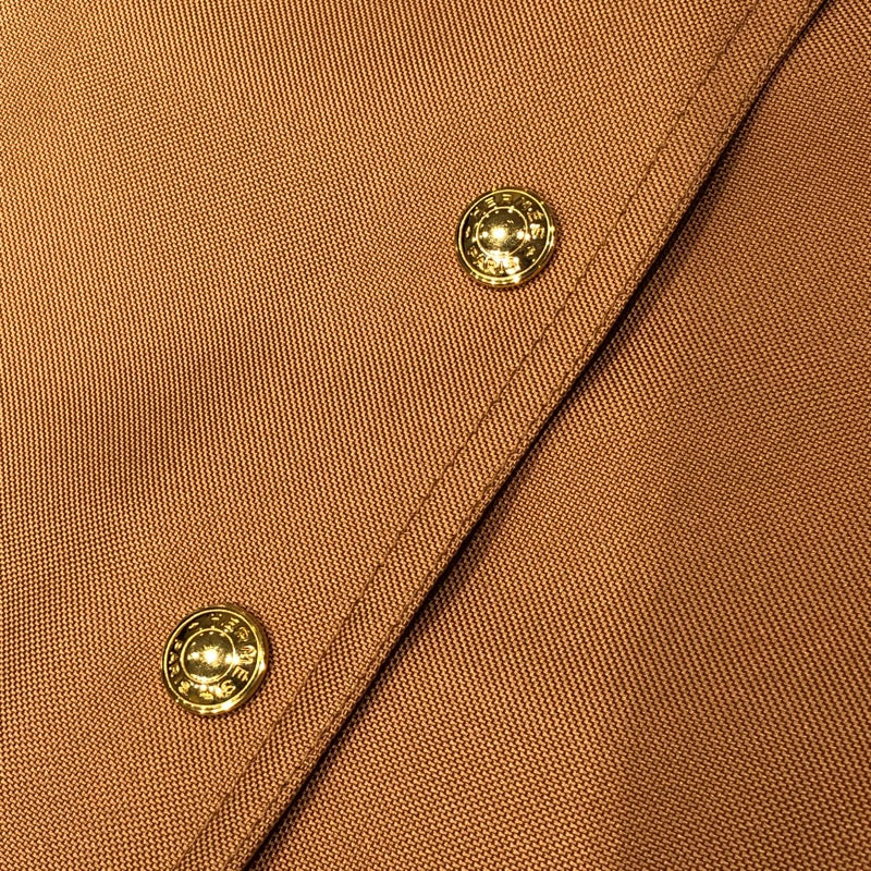 エルメス HERMES セリエボタンノーカラージャケット オレンジ シルク レディース ノーカラージャケット