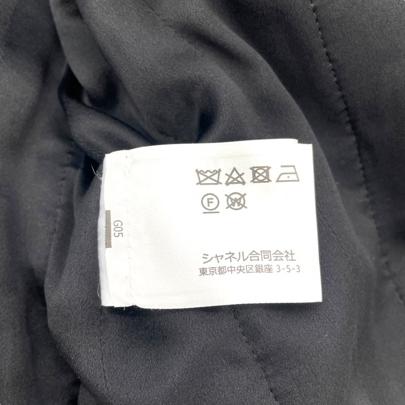 シャネル CHANEL カメリア装飾 ノーカラーツイードジャケット P75860 ブラック ウール レディース その他アウター