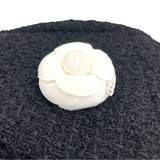 シャネル CHANEL カメリア装飾 ノーカラーツイードジャケット P75860 ブラック ウール レディース その他アウター