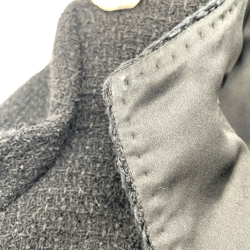シャネル CHANEL カメリア装飾 ノーカラーツイードジャケット P75860 ブラック ウール レディース その他アウター
