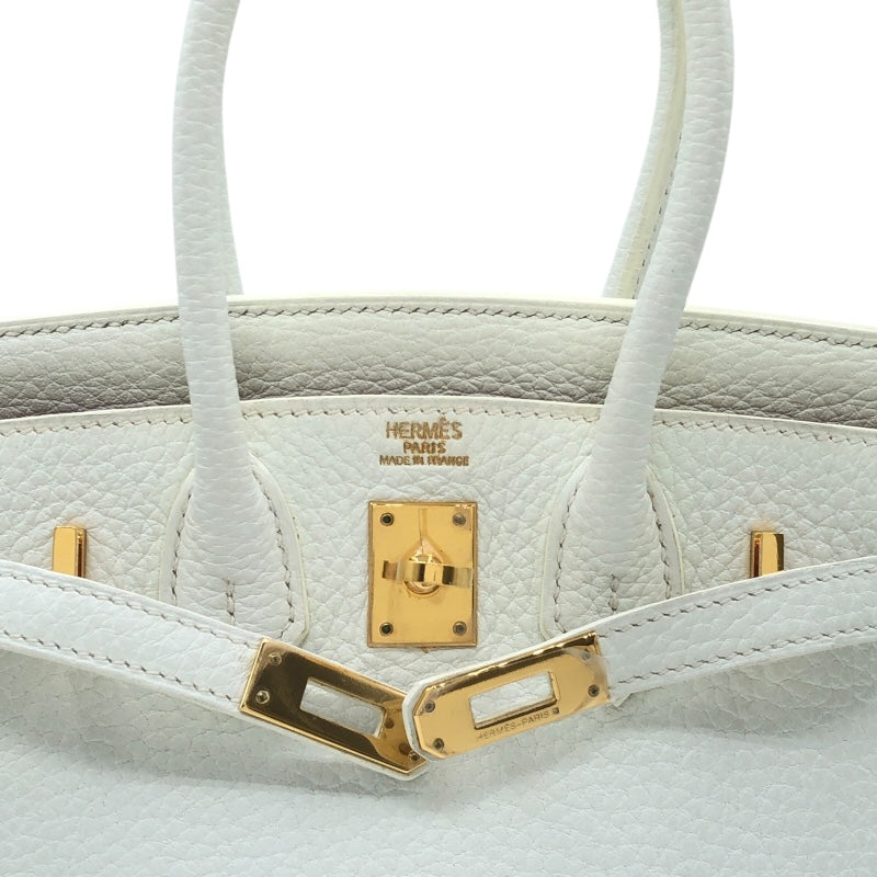 エルメス HERMES バーキン20 T刻 ホワイト/オレンジ　GD金具 トリヨン レディース ハンドバッグ