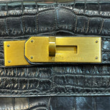 エルメス HERMES ケリー28 内縫い □G刻印 ブラック GD金具 クロコダイル ニロティカス マット レディース ハンドバッグ